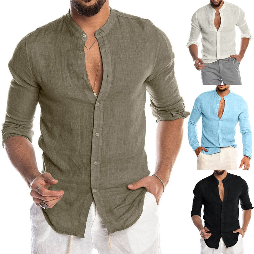 Casual Blouse Cotton Linen Shirt